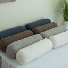 跨境靠枕可拆洗圆柱沙发夹腿睡觉泰迪绒纯色护颈棉麻长条床头日式
