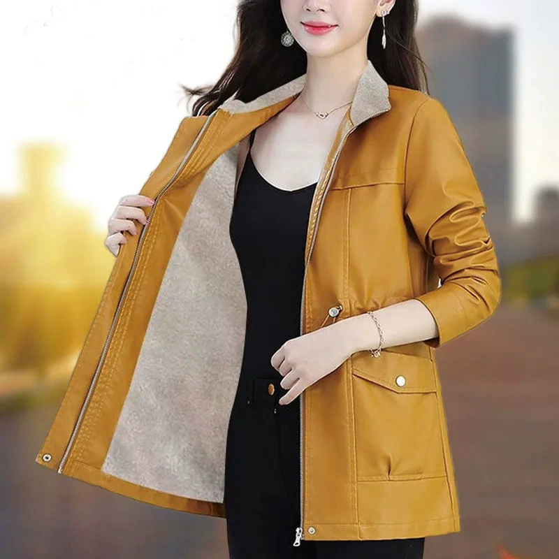 Mid‑length warm winter jacket for plus‑size women, removable hood options, fleece/velvet variants