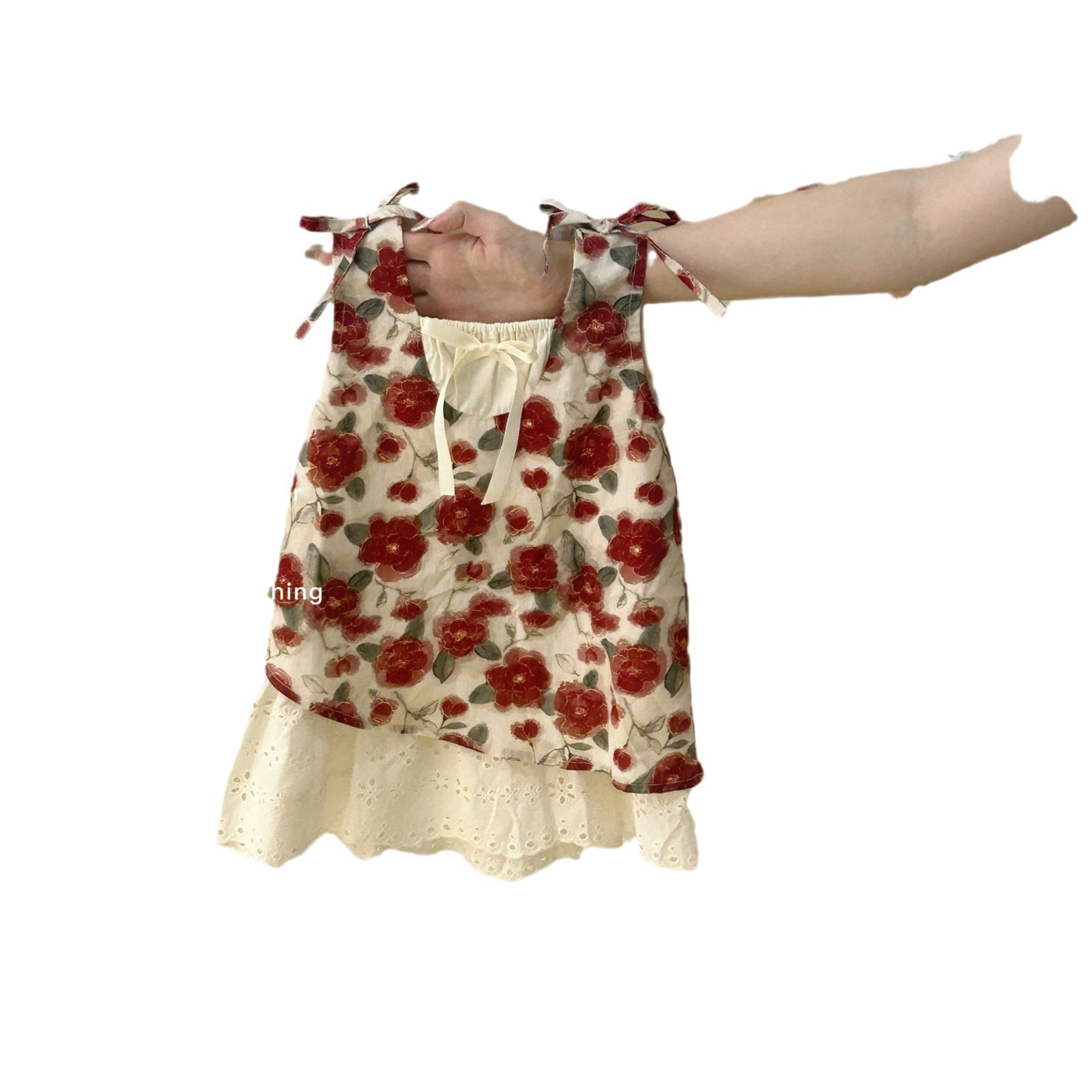 Falda de tirantes florales para siete niñas con limón salado 2025 verano nuevo estilo vestido de costura para niños falda dulce para bebés