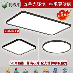 Purui Full Spectrum 98 Display Ultra-Thin Ceiling Lamp Living Room Lamp Black Living Room Hall Main Lamp Zhongshan Home Decoration Lighting