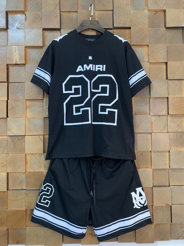 amiri24 新しい半袖 T シャツ番号 22 ジャージサッカーユニフォームメッシュスポーツカジュアルショーツカップルセット|undefined