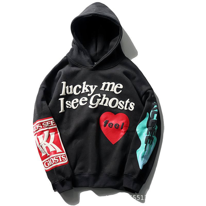 Kanye llama Amor graffiti carta suéter cpfm moda europea y americana hip hop fleece forrado con capucha abrigo moda