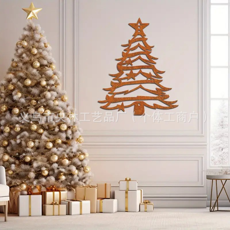 クリスマスデコレーション、錆びたトナカイのクリスマスツリー、屋外ガーデン用金属製鉄工芸品、飾り物|undefined