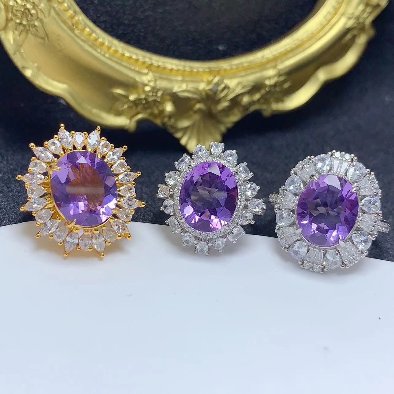 ring with crystal with amethyst