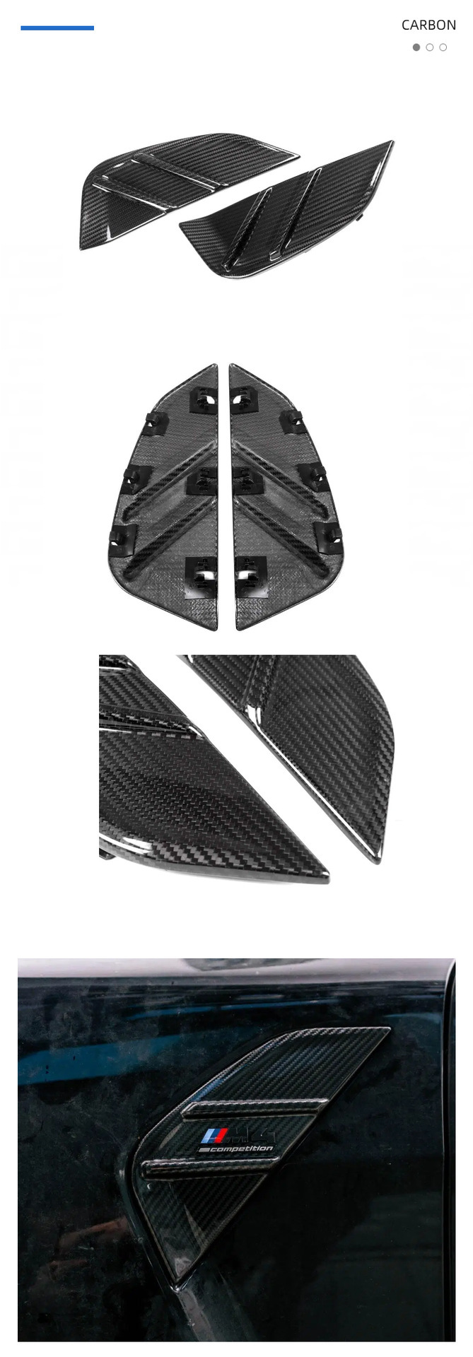 Drycarbon Is Suitable for Bmw M3M4G80G82 Modified Dry Carbon Fiber Mp Fender Replacement Parts Front and Rear Lip