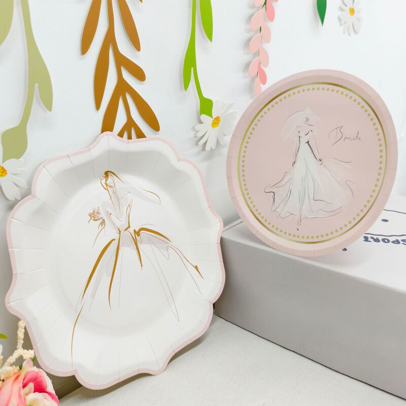 Wedding Bride Special-Shaped Disposable Paper Plates, Biodegradable Party Supplies, Wedding Decorations, Disposable Tableware Wholesale Wedding Bride Special-Shaped Disposable Paper Plates, Biodegradable Party Supplies, Wedding Decorations, Disposable Tableware Wholesale