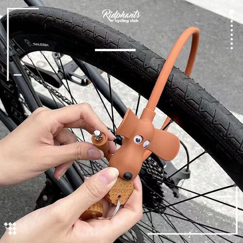 Xiaohongshu's same silicone cartoon biscuit puppy bicycle creative car lock safety lock anti-theft keychain plug lock