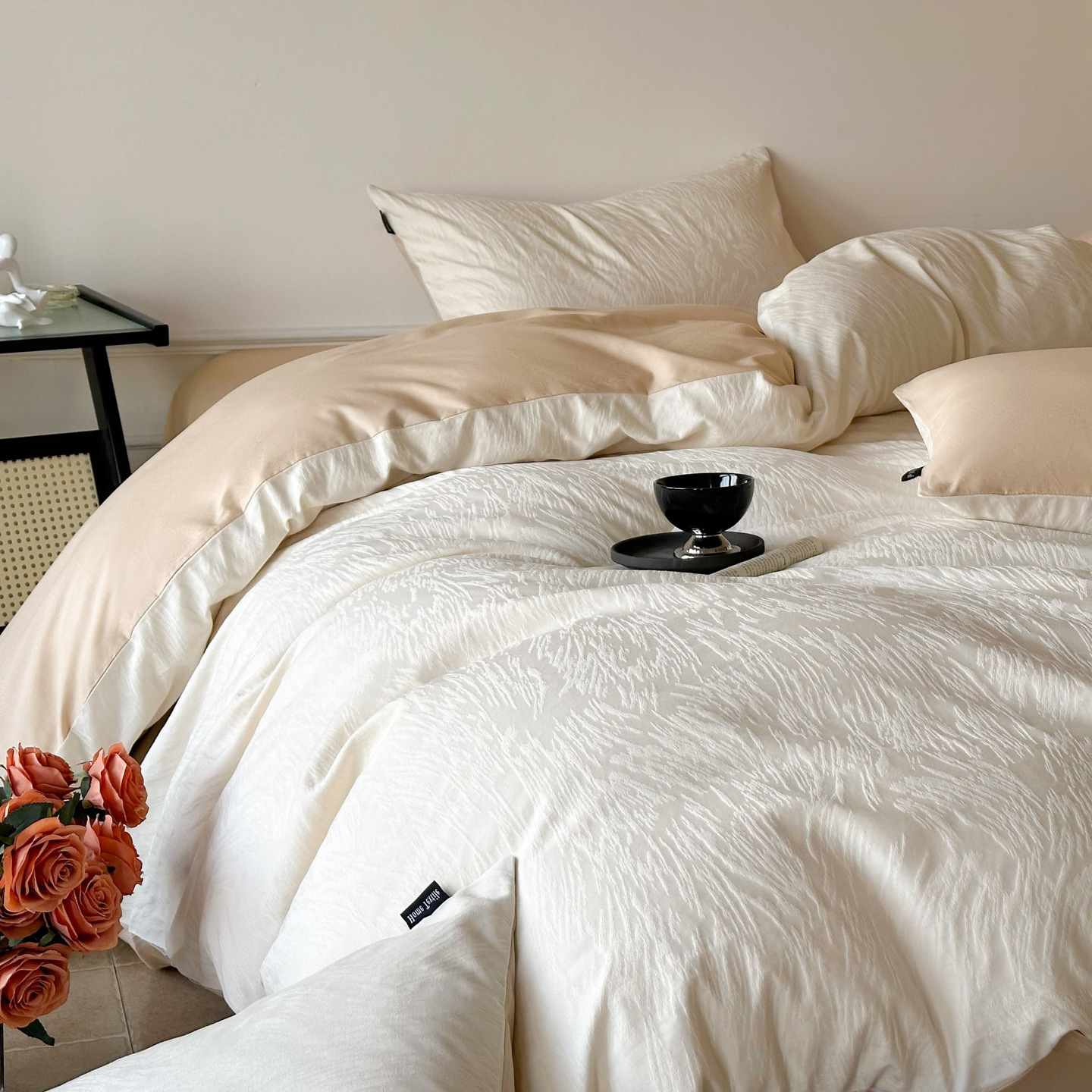 A clase Jacquard 60 cama de cuatro piezas de algodón 100% algodón ligero de lujo de alta calidad sábanas de cama de tres piezas