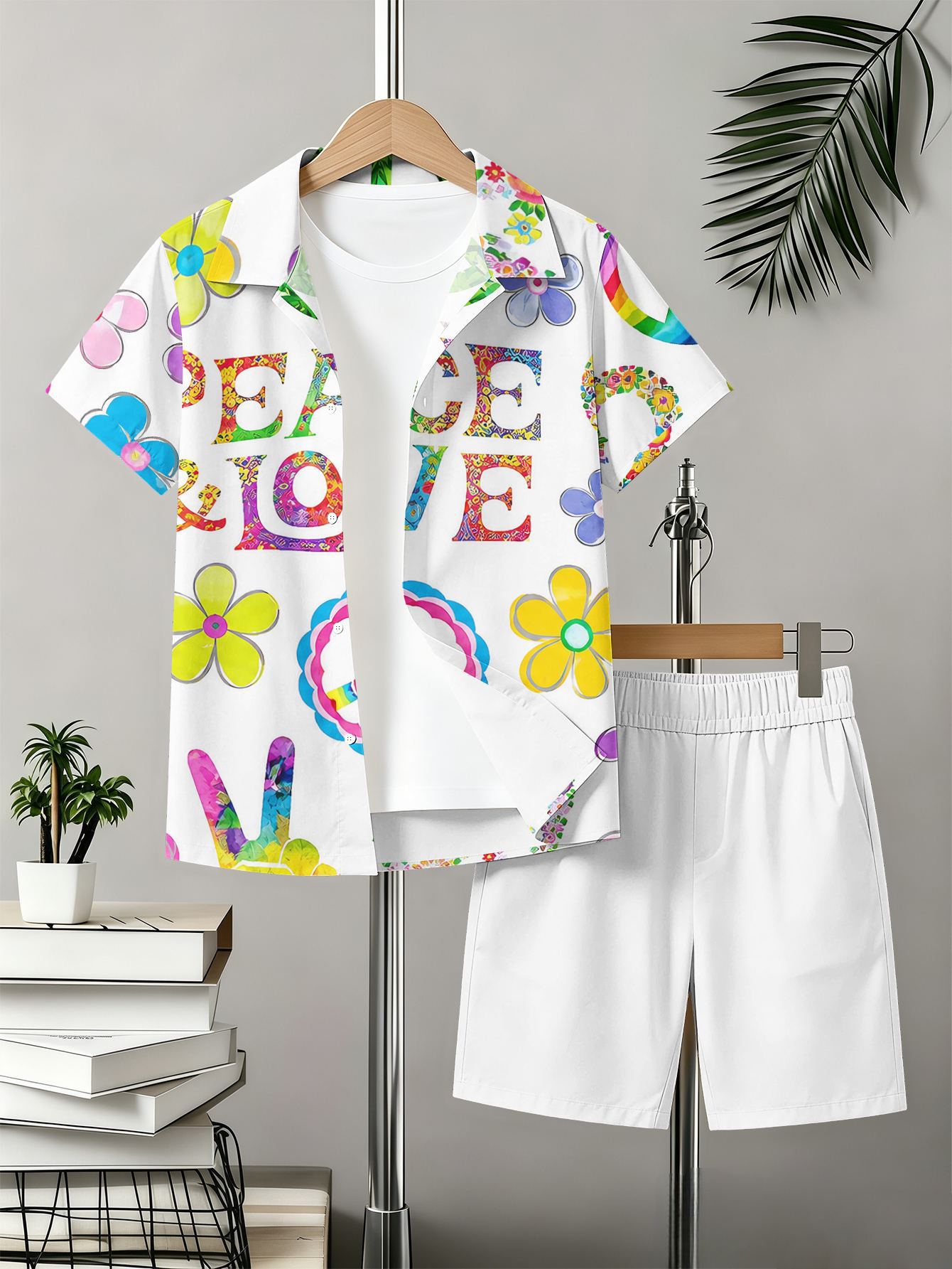 Boys Patterned 3d Printed Shirt And Shorts Summer Set_voghion.com