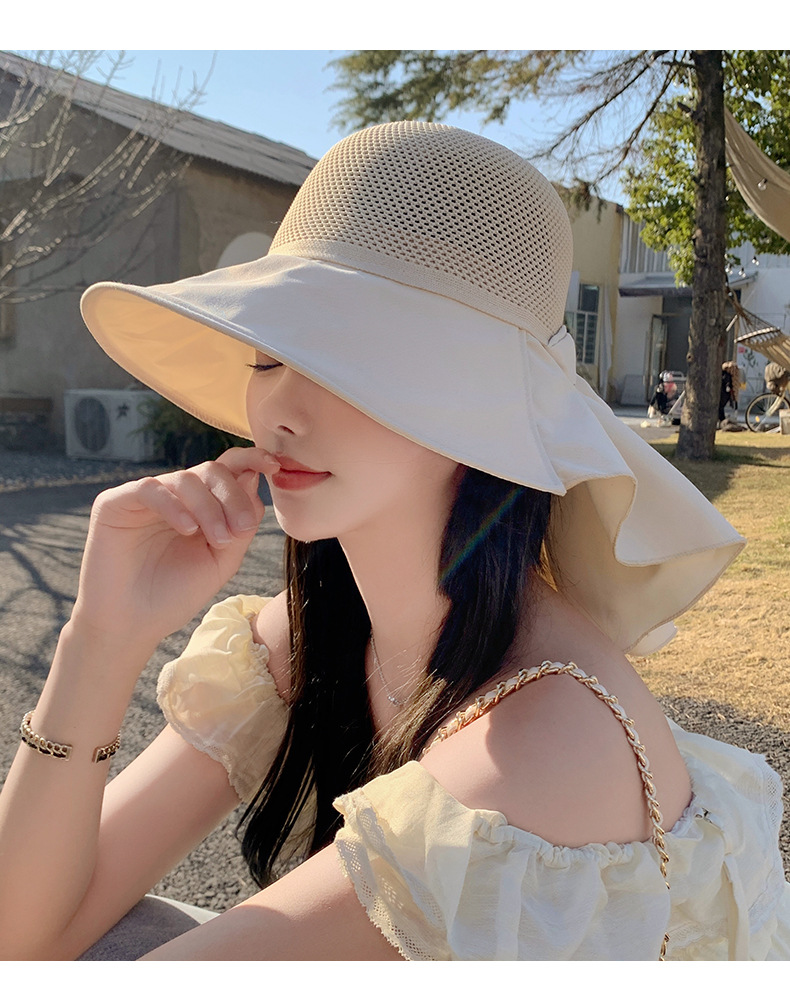 2024 Chapeau de Protection Solaire pour Femmes Protection UV Printemps Nouveau Chapeau de Protection Solaire en Caoutchouc Noir avec Large Bord Chapeau de Pêcheur Tourisme Chapeau d'été Marée_voghion.com