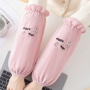 Autumn and Winter Cute Flannelette Warm Long Anti-fouling Sleeve Adult Student Housework Work Sleeve Head for Men and Women