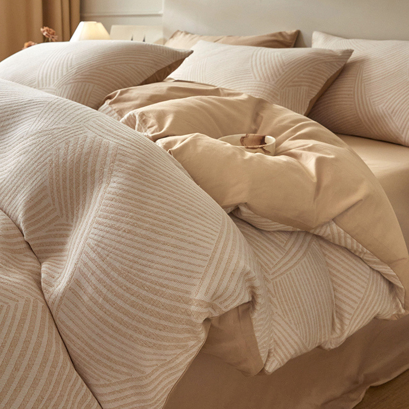 Una clase de madres y bebés Jacquard algodón puro cuatro piezas no impresa viento algodón desnudo cama