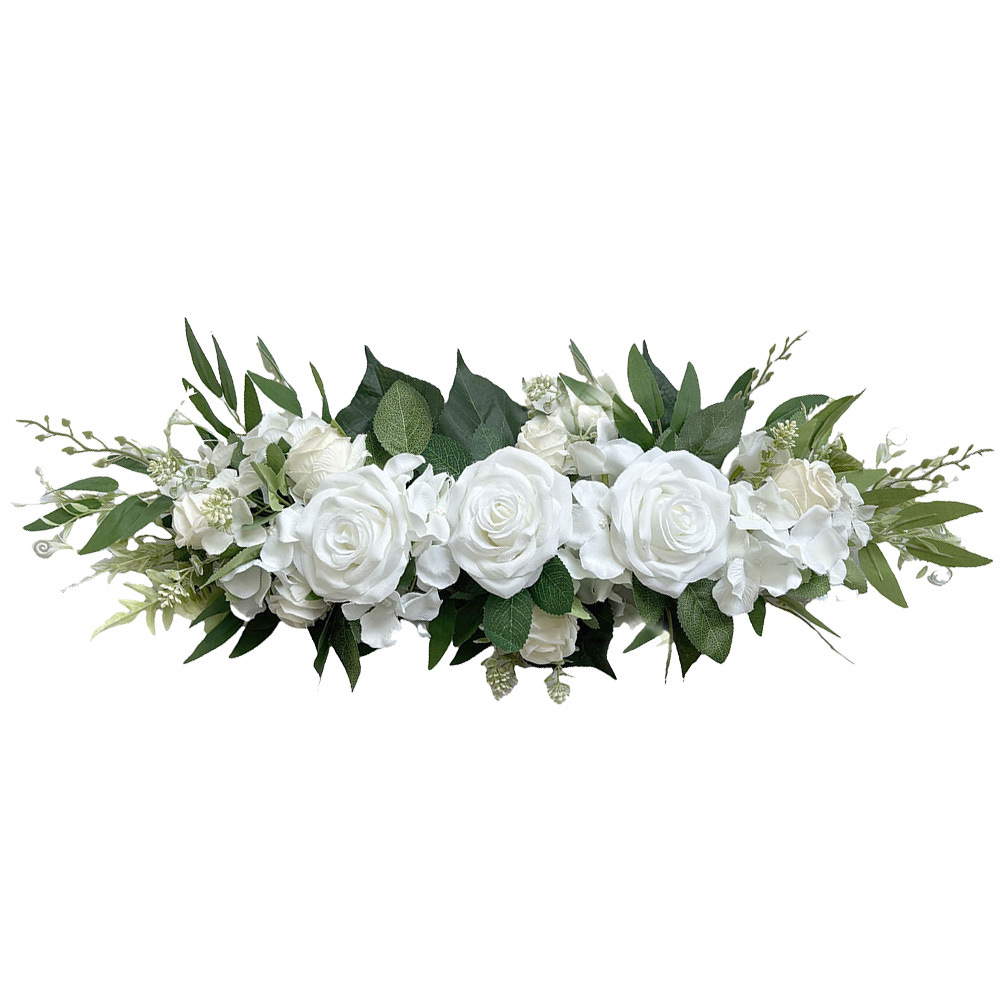 Nuevas flores de bienvenida flores artificiales flores de rosa filas de boda silla trasera de flores de mesa de comedor espejo frente decoración de puerta