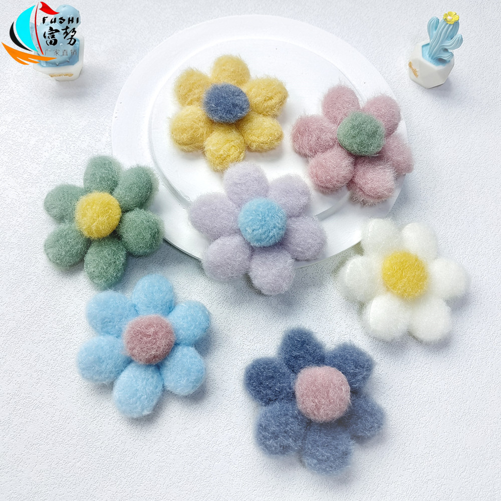 Estilo coreano de felpa pequeña flor accesorios flor broche accesorios para el cabello ropa zapatos y calcetines con bolsa de regalo de mano accesorios de decoración