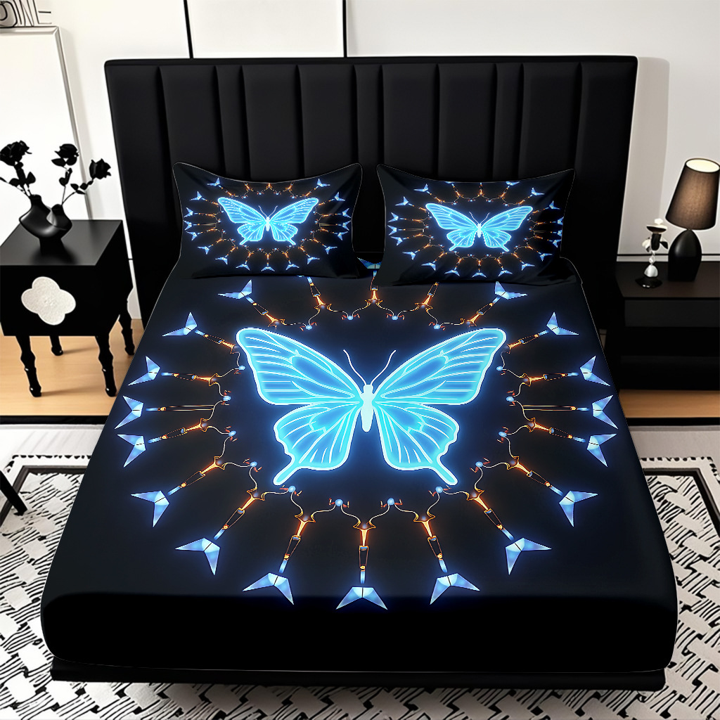TEMU / JIT cama abrasiva Kits de almohada mariposa de color impresión digital 3D fuente de ropa de cama fabricantes