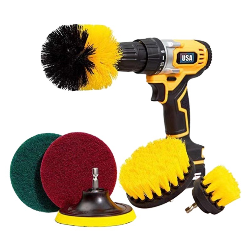 Transfronteriza caliente de seis piezas cepillo de limpieza eléctrica cabeza placa pegajosa estropajo traje taladro eléctrico cepillo de pulido cepillo