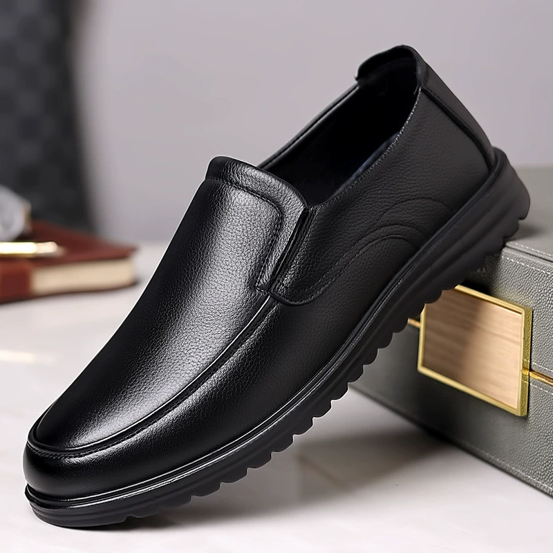 Мужская повседневная кожаная обувь, мужская натуральная кожа, износостойкая, мягкая подошва, мягкая поверхность, слипоны из воловьей кожи, практичная обувь для папы среднего и пожилого возраста.