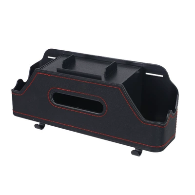 Car seat back tissue box car multifunctional storage box car water cup holder car hook mobile phone holder (Other Automotive Interior Supplies) - black-with-hook