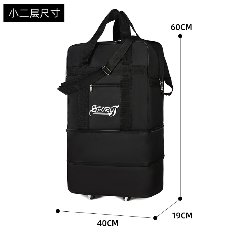 Bolsa de embarque corta de gran capacidad bolsa de viaje para hombres y mujeres bolsa de almacenamiento plegable con ruedas bolsa de tela portátil con tirón bolsa de fitness