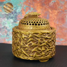 宏达 全黄铜千鹤炉沉香檀香家居办公室玄关鹤炉铜器摆件