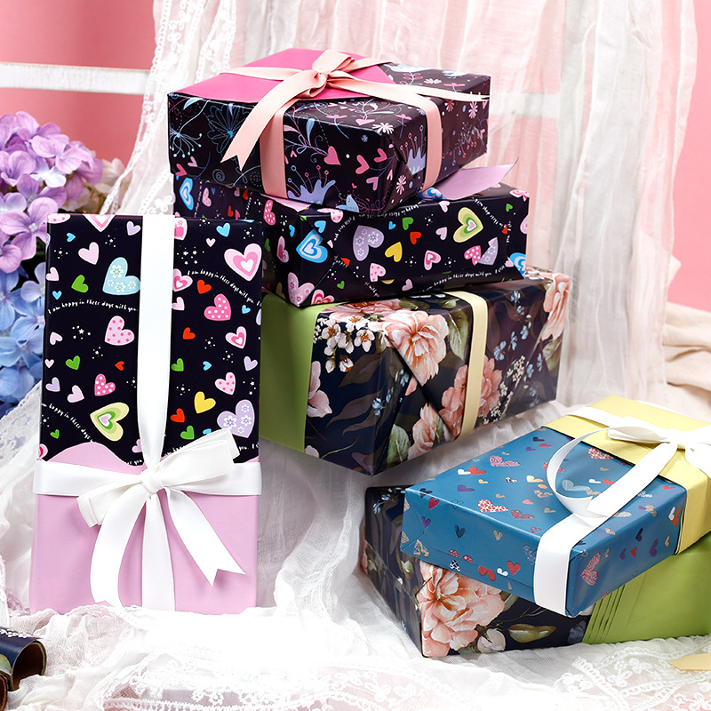 Transfronterizo Amazon nuevo romántico día de San Valentín papel de regalo 80g papel estucado papel de regalo de doble cara
