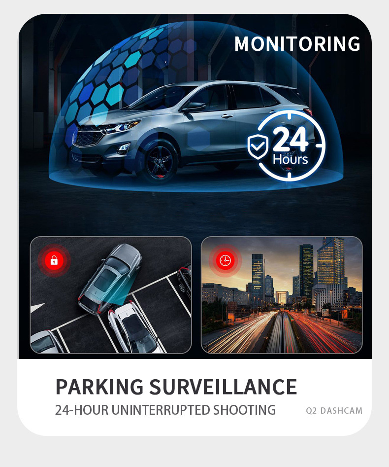 2K+1K Front and Rear Dual Recording Hidden Dash Cam 1.47inch Car-Mounted Dual-Lens Wifi Recorder