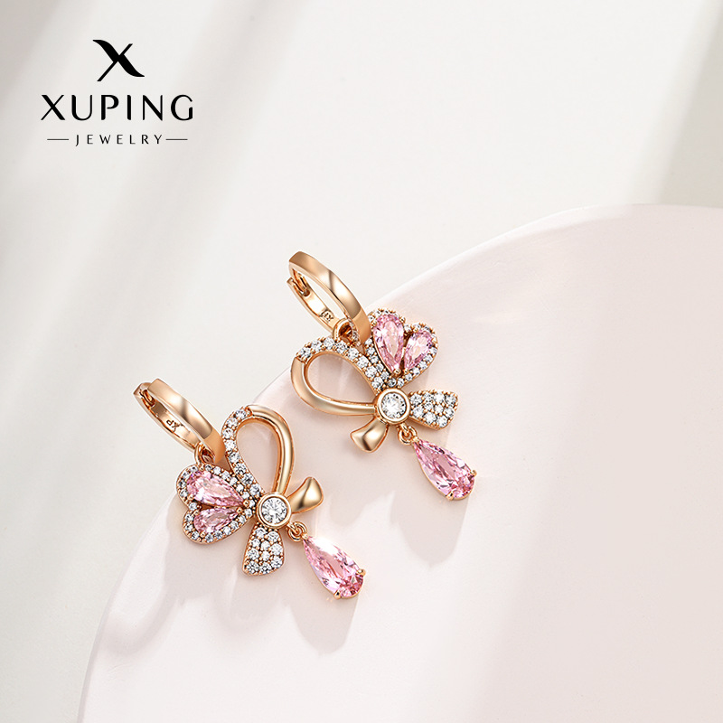 Xuking bowknot pendientes encantadores diseño nicho femenino de alto grado de lujo ligero estilo dulce hebilla del oído 2023 nueva moda