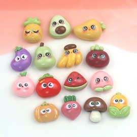 卡通大眼水果蔬菜树脂饰品DIY手工奶油胶制作手机壳发夹头绳材料