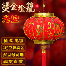 新款春节大红植绒灯笼挂饰户外大门口阳台装饰新年中国风灯笼厂家