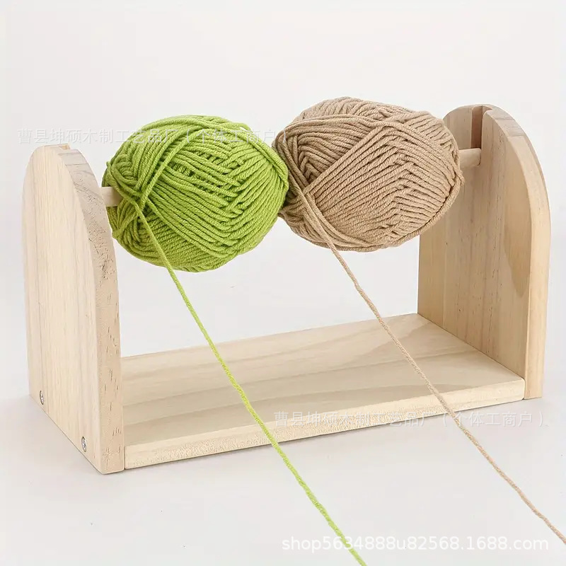 跨境实木旋转木质纱线架便携式针织钩针球分配器多线用木质线轴架