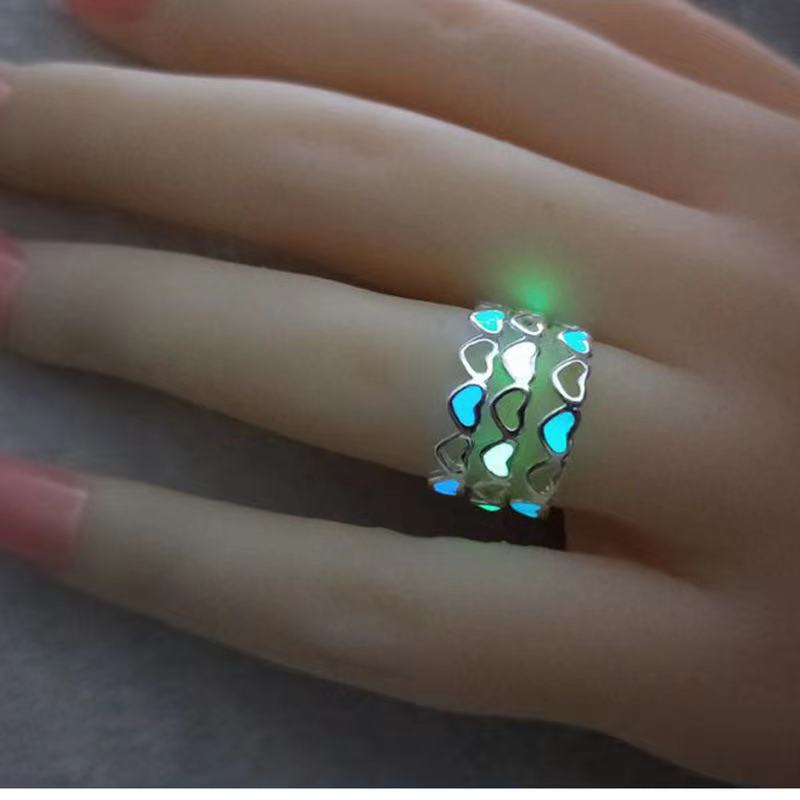 7g Weight Rings Classification Adjustable Ring Size 1 Piece Quantity Daily, Selfie Occasion Alloy Material Heart Shape Pattern Women's Gender Luminous, Plating, Hollow Out Design Cute, Simple Style Style Cute Simple Style Heart Shape Alloy Luminous Plating Hollow Out Women's Rings 6