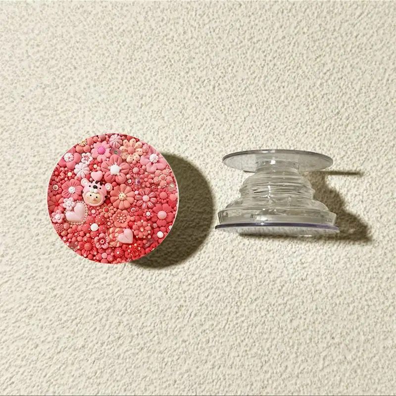 Muñeca de arcilla flor redonda airbag soporte adhesivo tipo teléfono móvil adhesivo espalda 360 ° tarjeta plegable telescópico giratorio