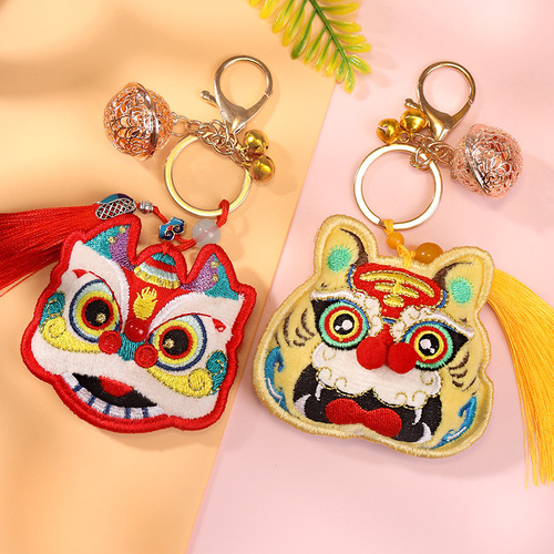 Dragon Boat Festival Cartoon chinese Lion hanging pendant god of luck wealth safety  mbroidery sachet sachets gift car to hang the tiger key chain pendant