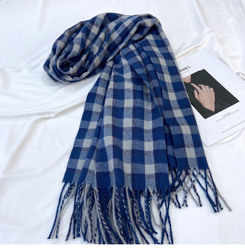 Sciarpa a quadri donna sciarpa con frange calda autunno inverno_voghion.com