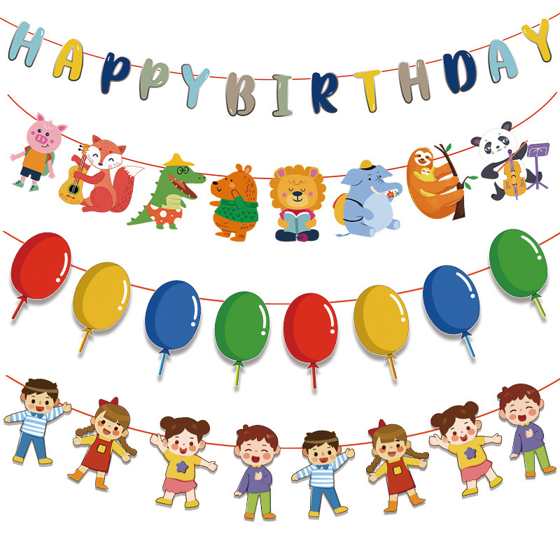 Artículos de decoración de fiesta de bandera de celebración de cumpleaños decoración de cumpleaños de bebé decoración de escena diseño de pared de fondo banner banderín bandera colgante