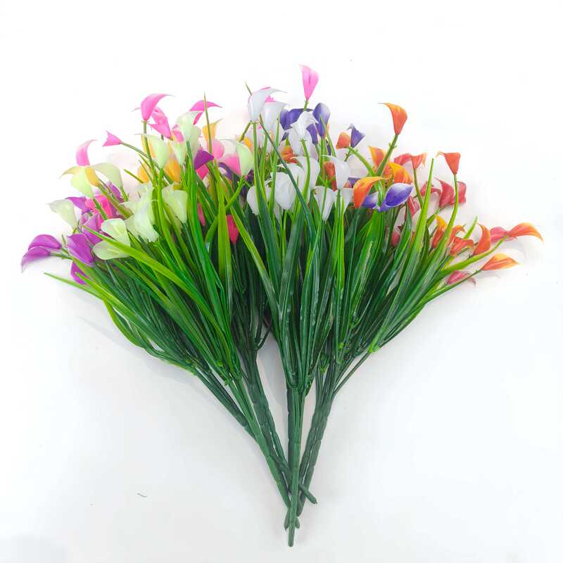 Cross-border Artificial Flower Calla Lily Artificial Flower Fake Plant Home Indoor Outdoor Fake Grass Anti-uv Decorative Flower