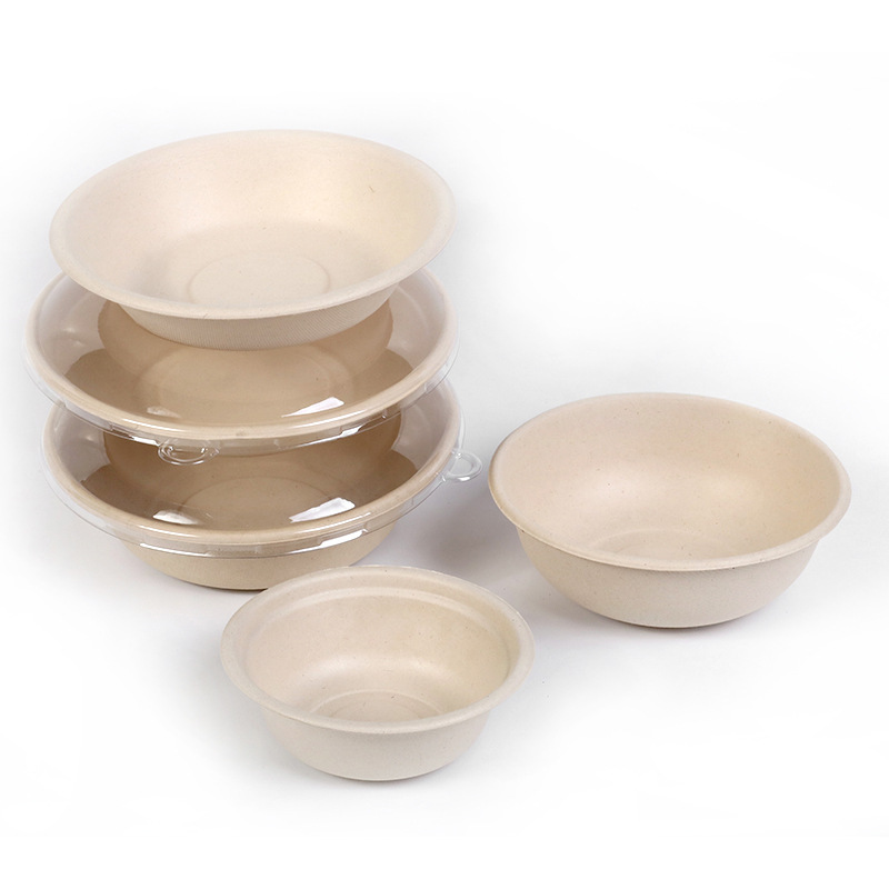 Tazón de papel degradable desechable espesado instantánea fideos barbacoa caliente olla tazón hogar comercial takeaway redondo tazón de sopa