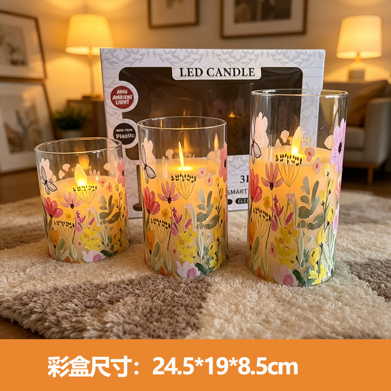 Acrílico personalizado LED simulación vela electrónica cumpleaños propuesta de compromiso decoración romántica atmósfera floral lámpara de aluminio