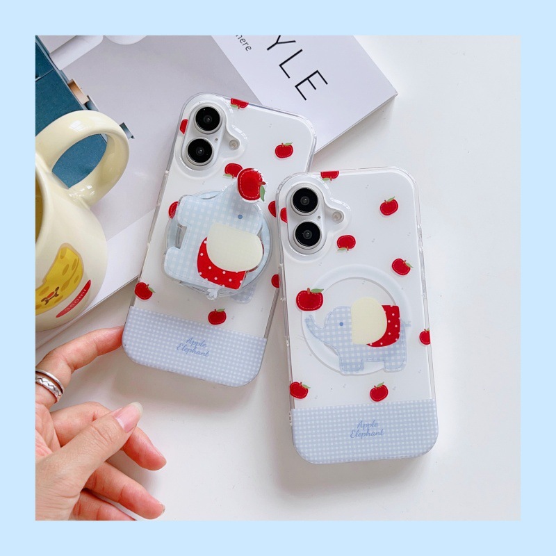 Divertido patrón de cuadros de dibujos animados azul Apple para iPhone16 funda para teléfono móvil 15ProMax magnético 14/13 nuevo 16Pro