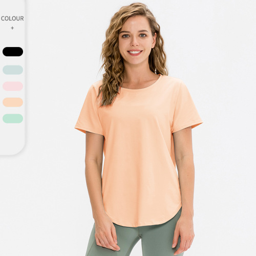 Women's yoga sports short-sleeved loose running lightweight breathable T-shirt stretch fitness wear quick-drying top 12218
