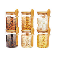 250ml玻璃密封罐6件套家用调料瓶收纳罐玻璃存储带耳带勺珍珠棉