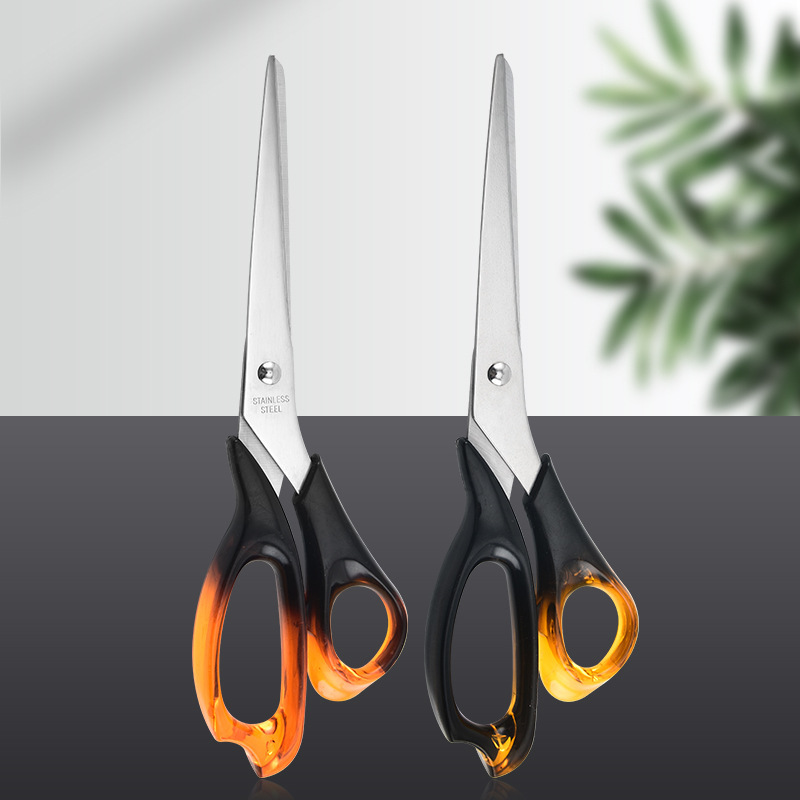 Acero inoxidable ámbar de dos colores tijeras de oficina multifuncional tijeras de corte tijeras de barbacoa domésticas comercio exterior al por mayor