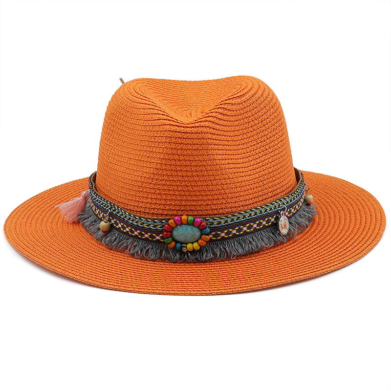 Spring And Summer New Men's And Women's Outdoor Decorative Straw Hat display picture 1