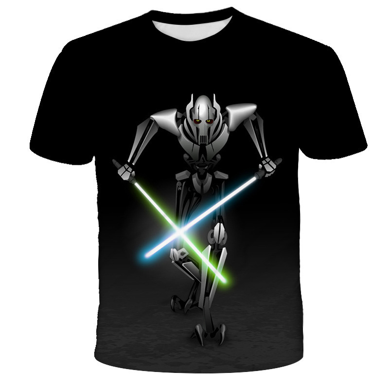 Amazon Summer Star Wars 3D Digital Printing Sports Loose Short Sleeve T-Shirt Men's T-Shirt Europe