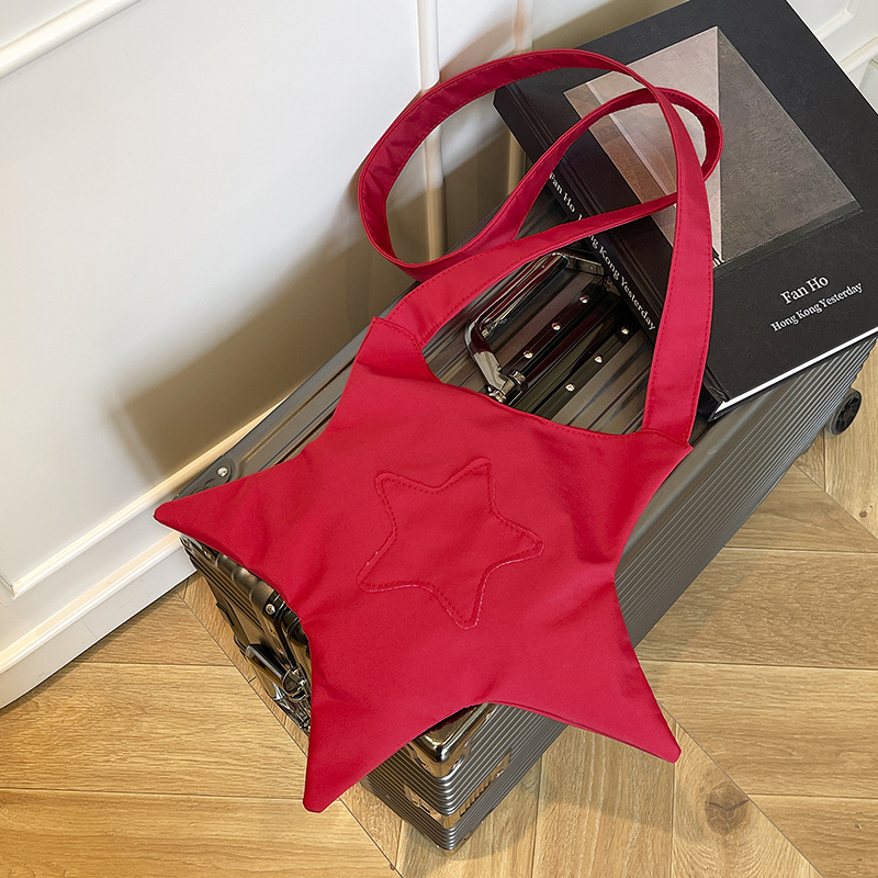 ins小众设计星星帆布包日韩时尚斜挎单肩布包夏季情侣闺蜜包纯色