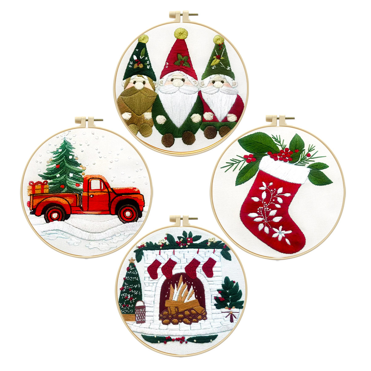 Explosiones transfronterizas de regalos de Navidad decoraciones de Navidad serie tres algodón de alta calidad bordado material manual paquete al por mayor