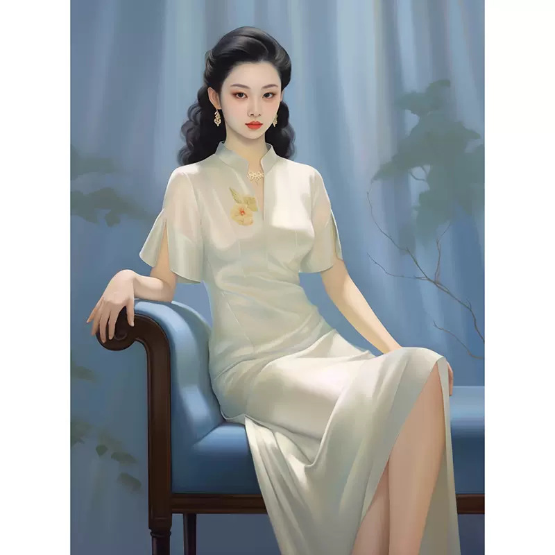 Váy dài ôm dáng tay ngắn cho bé gái mùa hè — váy trắng