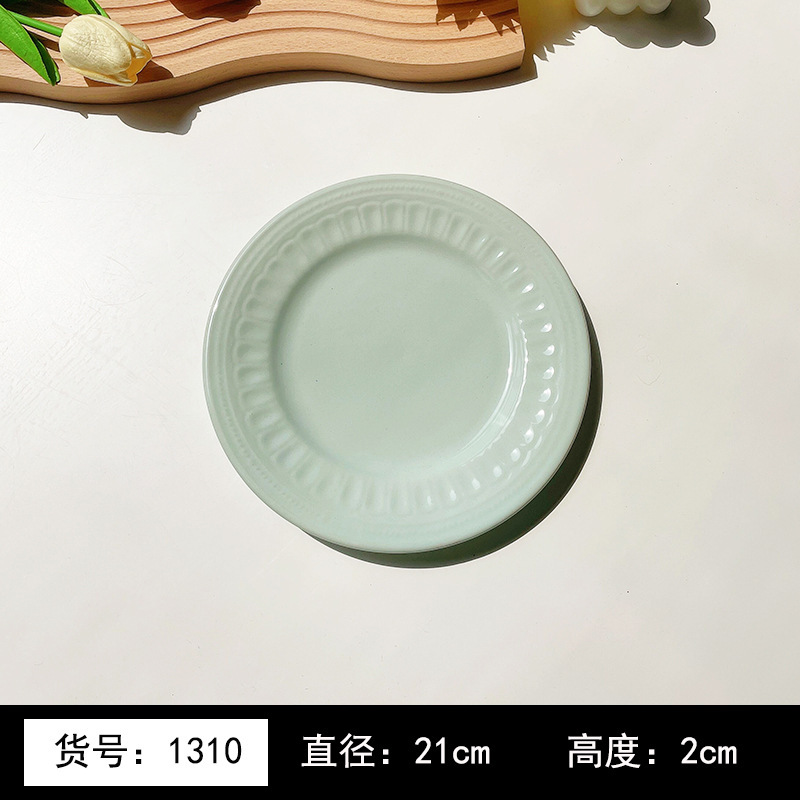 8英寸浅黄色釉下彩植物花卉图案北欧风格汤盘陶瓷餐具 8英寸汤B&|undefined