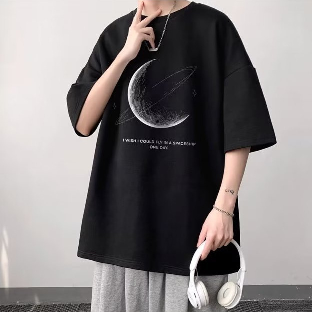 plus size Pure Cotton Short-sleeved T-shirt Men's Hong Kong Style Casual Loose Trendy Brand American Style Retro Half-sleeved Top Round Neck T-shirt