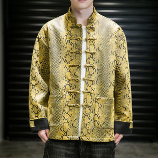 2023 autumn and winter Chinese style men's deerskin velvet reverse scale Fuxi buckle jacket Chinese Tang suit coat